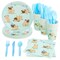144 Piece Pug Party Supplies, Dog Birthday Decorations with Paper Plates, Napkins, Cups, and Cutlery (Serves 24)